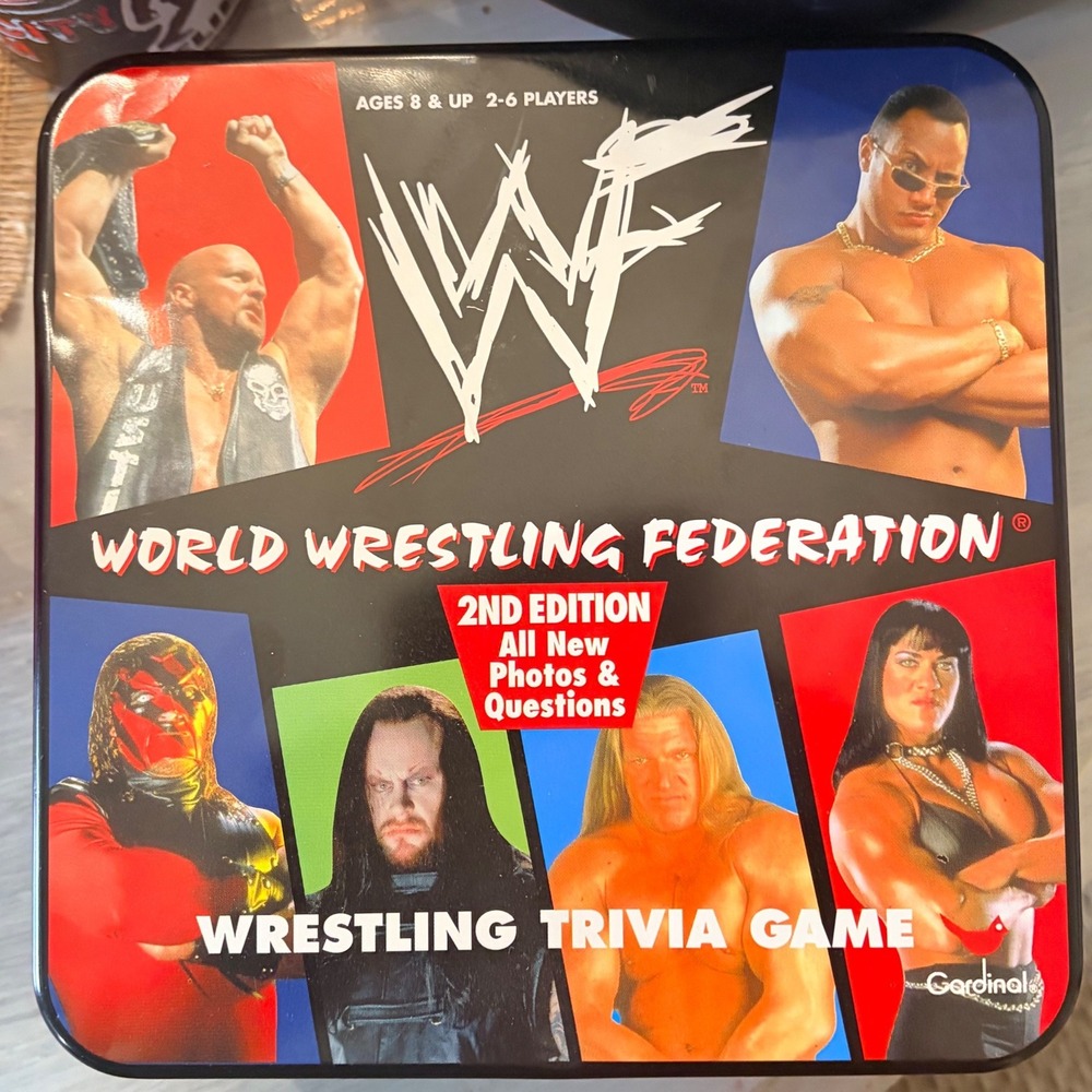 WWF World Wrestling Federation Trivia Game 2nd Edition Tin Stone Cold Undertaker